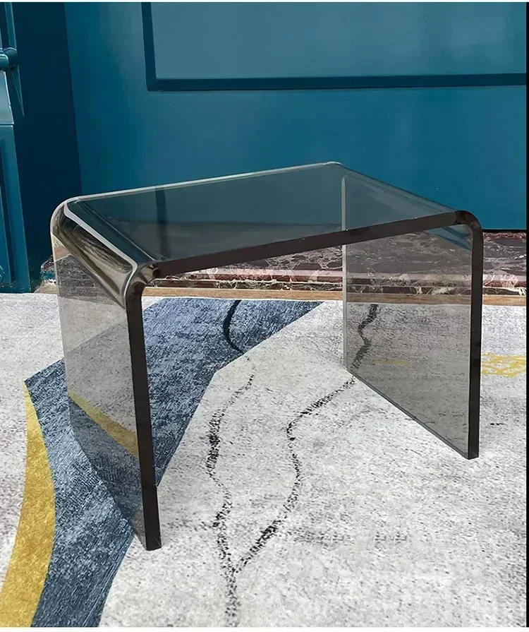 Description Picture 2 of itemNew Acrylic Glass Stool Change Shoes Footstool Family Sofa Stool Living Room Sofa Coffee Table Small Side Table Bench Table
