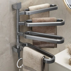 Plastics Rotating Multi-rod Towel Rack Towel Rack Wall Mounted No-Punch Towel Rack Multi-layer