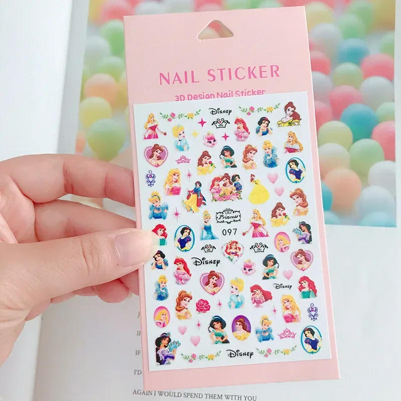Description Picture 3 of item1PCS 3D Disney Cartoon Princess Nail Stickers Simpson Stickers Nail Supplies Nail Decals Anime Mickey Minnie Stickers For Nails