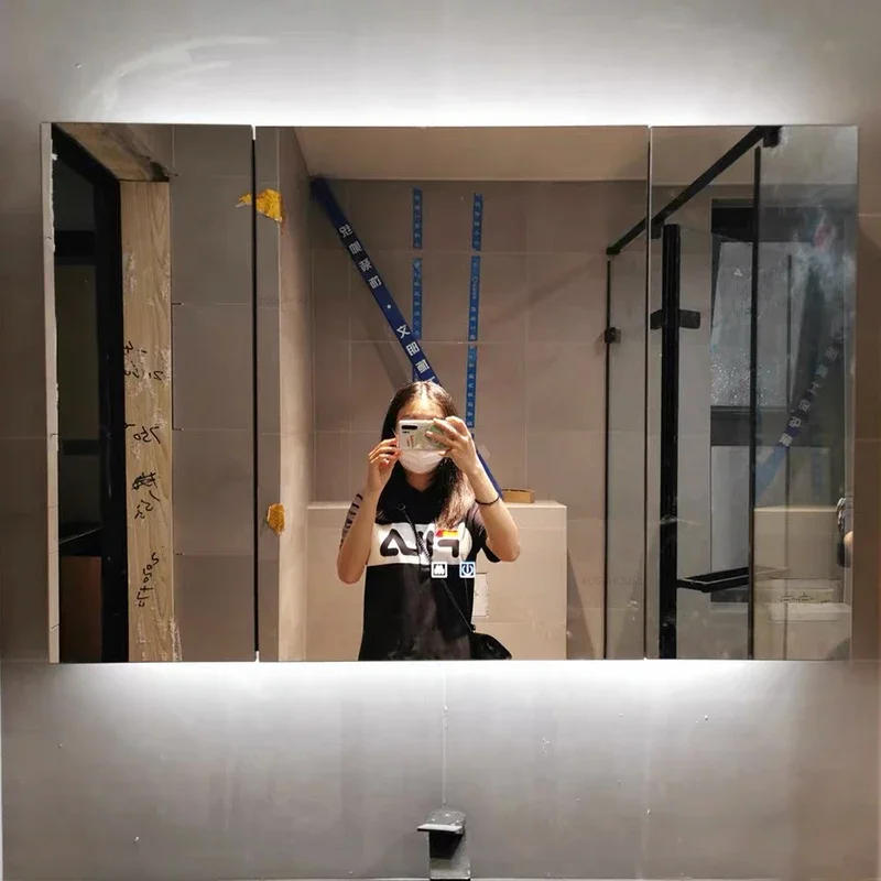 Description Picture 4 of itemCreative Solid Wood Smart Bathroom Cabinets Wall Mounted Anti-fog Mirror Cabinet Designer Home Furniture Bedroom Dressing Mirror