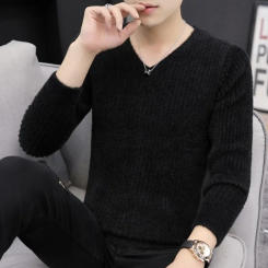 Black Knitted Sweaters for Men Business V Neck Pullovers Blue Man Clothes Beige Tops Japanese Harajuku Fashion Casual Ugly Cheap