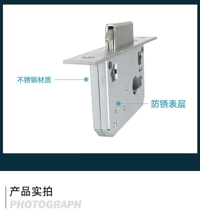 Description Picture 6 of item40 stainless steel sliding door double hook lock body, balcony aluminum alloy lock accessories thickened lock tongue