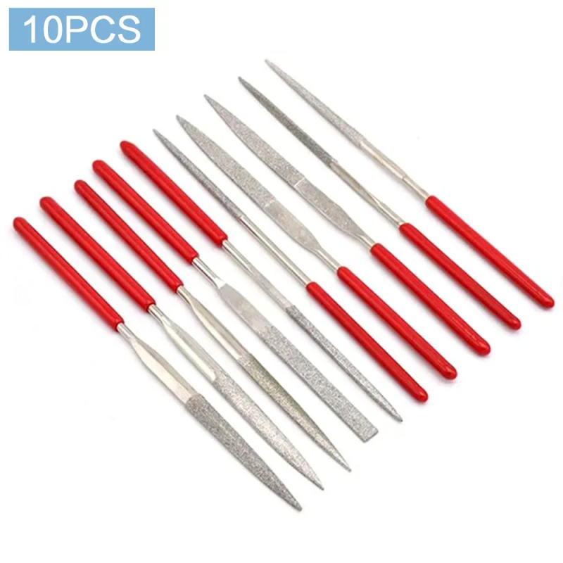 Description Picture 6 of itemSTONEGO 10PCS Mini Needle File Set Diamond Coated Length 140mm Width 3mm for Ceramic Glass Gem Stone Hobbies and Crafts