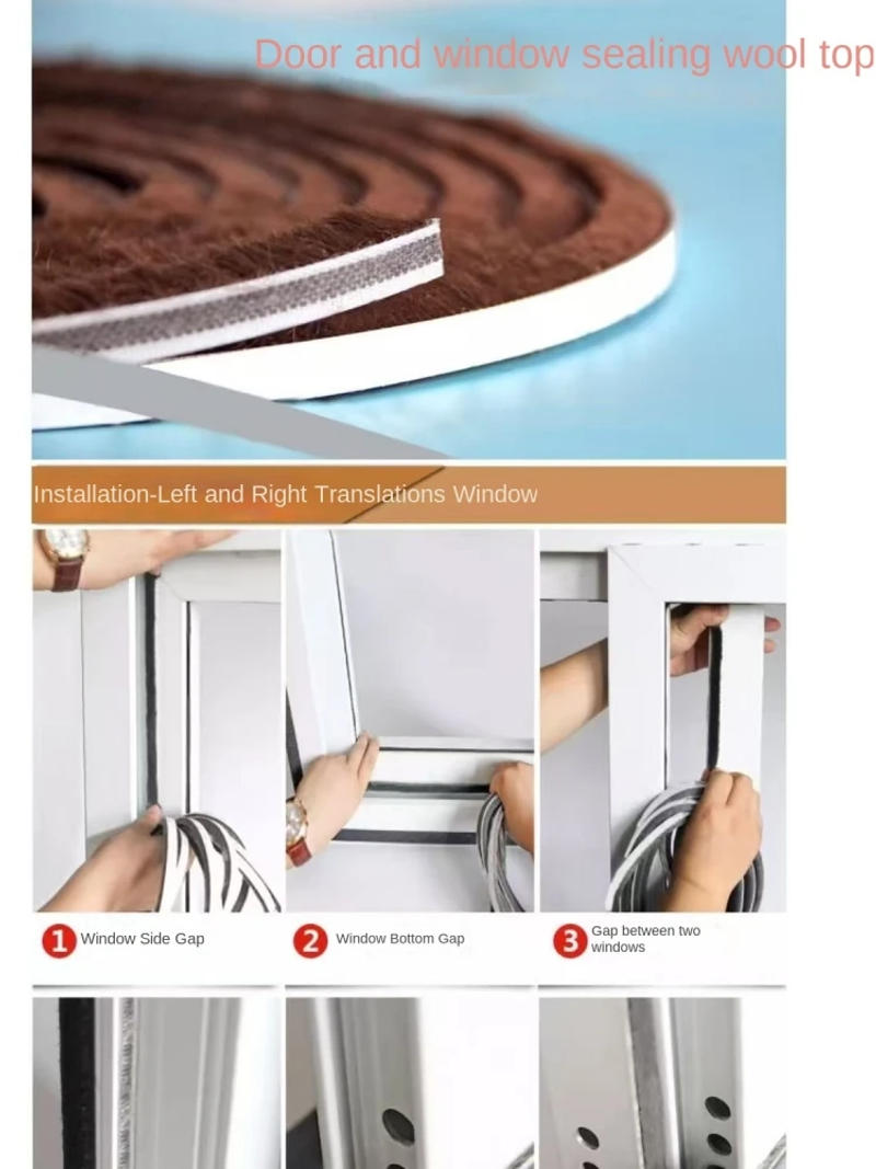 Description Picture 4 of item3Meters Brush Strip Self Adhesive Door Window Sealing Strip Home Door Window Sound Insulation Seal Film Door Swal Weather Strip