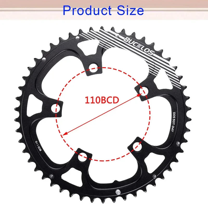 Description Picture 6 of itemBUCKLOS 110 BCD Chainring 34T 36T 39T 50T 52T 53T Narrow Wide Star Road Bike Crown 5 Bolts Front Star for Folding Bicycle