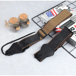 with Guitar Pick Bag Folk Electric Guitar Strap Pure Cotton Brown/black Bass Ukulele Belt Leather Adjustable