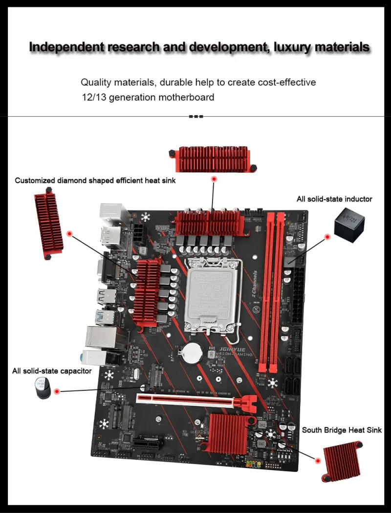 Description Picture 5 of itemJGINYUE H610 Motherboard LGA1700 Support Intel Core i3/i5/i7/i9 12th 13th Processor Dual channel DDR5 Memory RAM H610M-GAMING D5