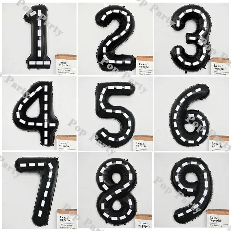 Description Picture 5 of item32inch Number Race Car Balloon Black Foil Balloon Globos Balloons Kids 2nd Birthday Party Supplies Wedding Anniversary Globos