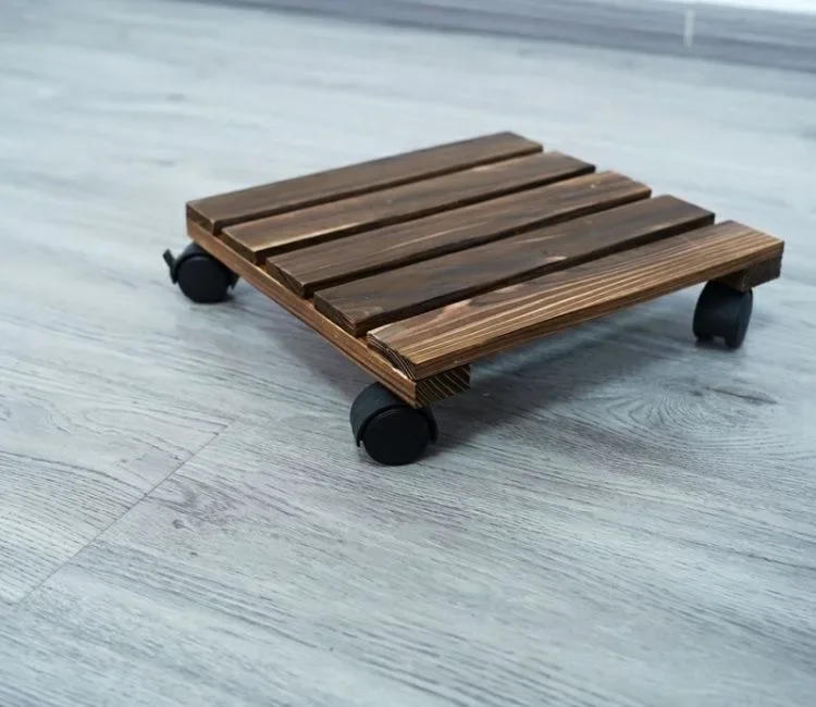 Description Picture 5 of itemSolid Wood Thickened Movable Flower Stand, Flower Tray, Bonsai Flower Pot Tray, Roller Base with Universal Wheels