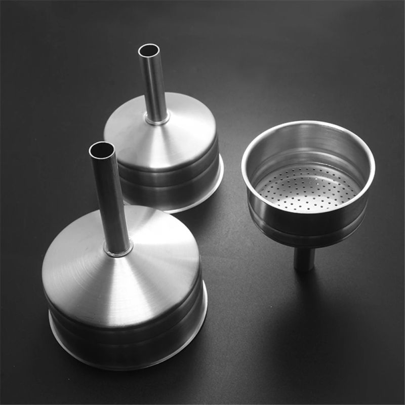 Description Picture 3 of item1/2/3/6/9/12 Cup Moka Express Funnel , With Espresso Coffee Replacement Gasket Seals, Stainless Steel Funnel Filter Plate Funnel