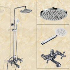 8 inch Rainfall Shower Heads Polished Chrome Bathroom Rain Shower Faucet Set W/ Handheld Spray  Lcy326