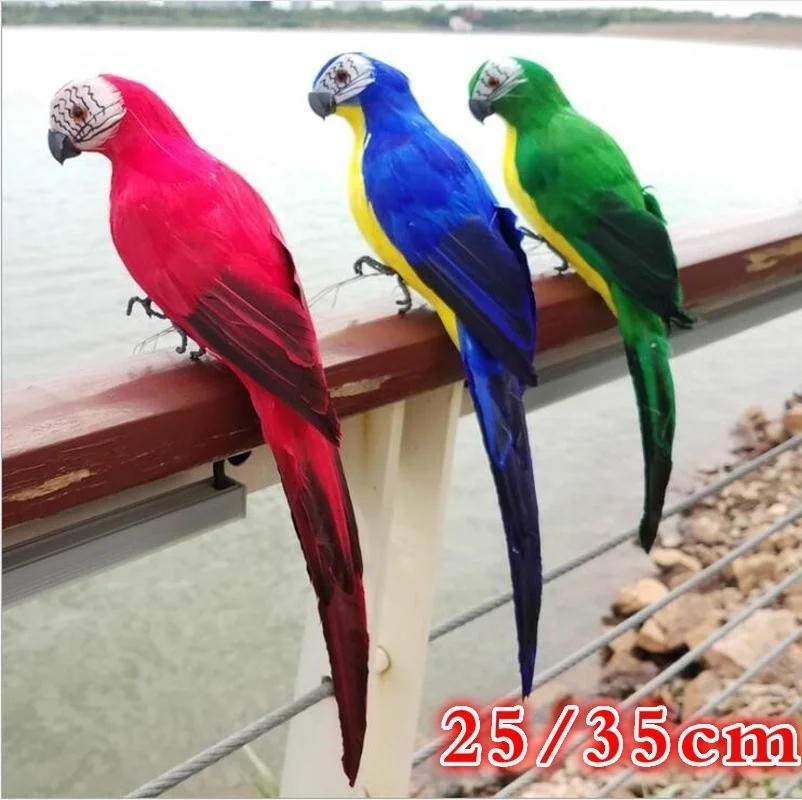Description Picture 3 of item25/35cm Handmade Simulation Parrot Creative Feather Lawn Figurine Ornament Animal Bird Garden Bird Prop Decoration
