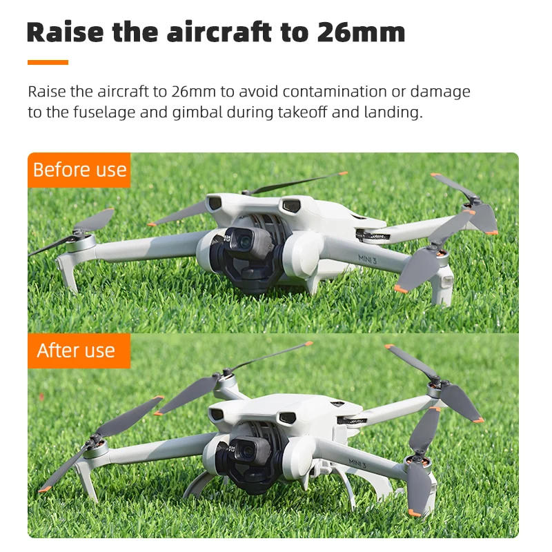 Description Picture 3 of itemBRDRC Folding Landing Gear for DJI Mini 3/Mini 3 Pro Drone Quick Release Increased Tripod Extension Leg Protector Accessory