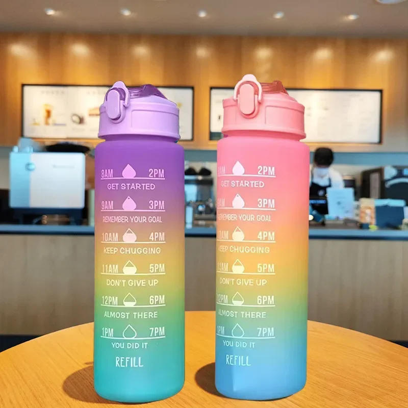 Description Picture 5 of item900ml Water Bottle Motivational Sport Water Bottle Leakproof Drinking Bottles Outdoor Sports Travel Kettle Drinking Water Bottle