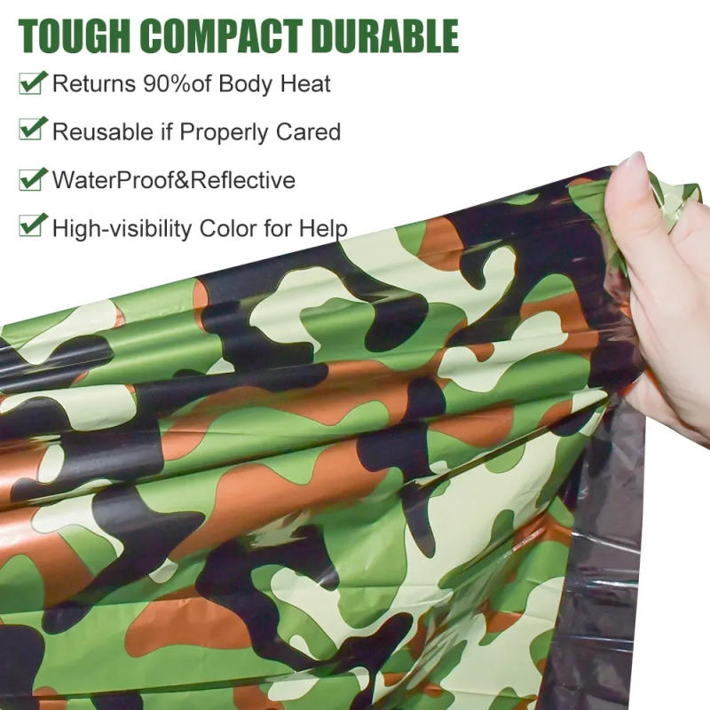 Description Picture 3 of itemPE Emergency Sleeping Bag Camouflage Waterproof Portable Survival 120x200cm Sleeping Bag for Outdoor Camping Hiking Adventure