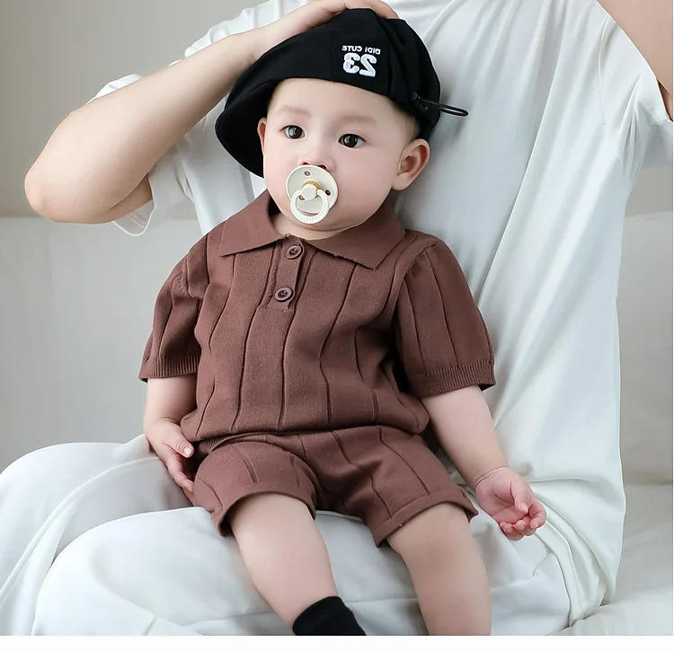 Description Picture 2 of itemMale Baby Summer Set Baby Korean Style Knitted Thin Short Sleeved Shorts Two-piece Set for One Year Old Children's Clothing