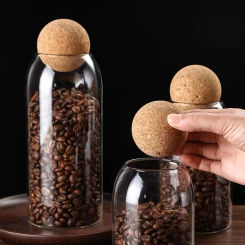 Cork Stopper Glass Sealed Jar Coffee Beans Dried Fruit Storage Box Kitchen Food Multigrain Storage Jar Creative Cork Tea Jar