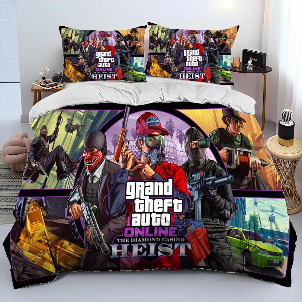 Description Picture 3 of item3D Grand Theft Auto GTA Game Gamer Comforter Bedding Set,Duvet Cover Bed Set Quilt Cover Pillowcase,king Queen Size Bedding Set