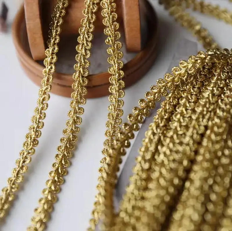 Description Picture 6 of item5 Meters Gold Lace Trims Knitted Ribbon Tapes Fabric Sewing Piping for Cosplay Clothes Handmade Accessories DIY Crafts 8mm