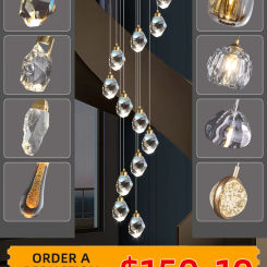 Chandelier Luxury Crystal High Ceiling Pendant Lighting Fixtures for Kitchen Island Stair Chandelier Modern Pendants Lighting