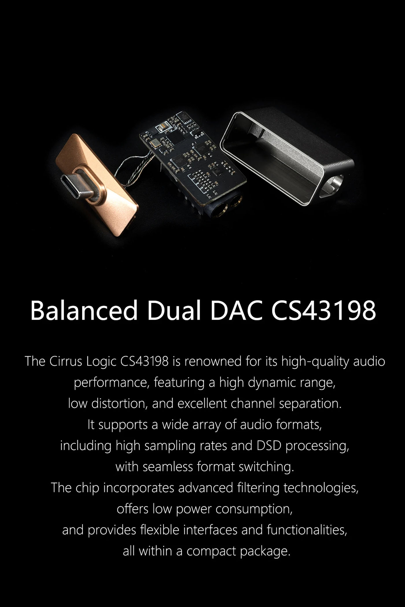 Description Picture 4 of itemDD ddHiFi TC44Pro M3 (Mountain3) T-Shaped Hi-Res DAC & AMP Dongle Adapter, Dual DAC CS43198 and Dual Interfaces 3.5mm and 4.4mm