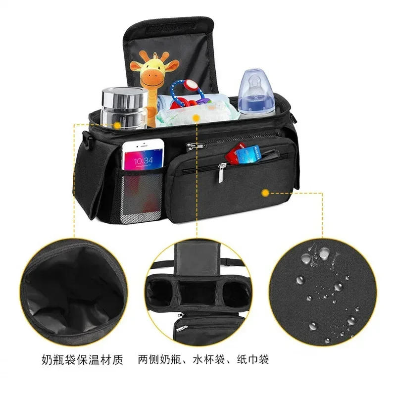 Description Picture 6 of itemStroller Organizer Bags Mummy Large Capacity Travel Hanging Bag Phone Bottle Holder Pram Diaper Bags Baby Stroller Accessories