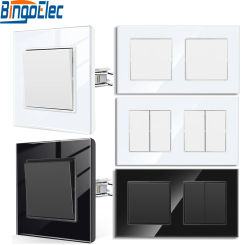 Bingelec Wall Push Button Switch 1/2/3 Gang 1Way Glass Panel Light On And Off EU Standard Mechanical Light Switch
