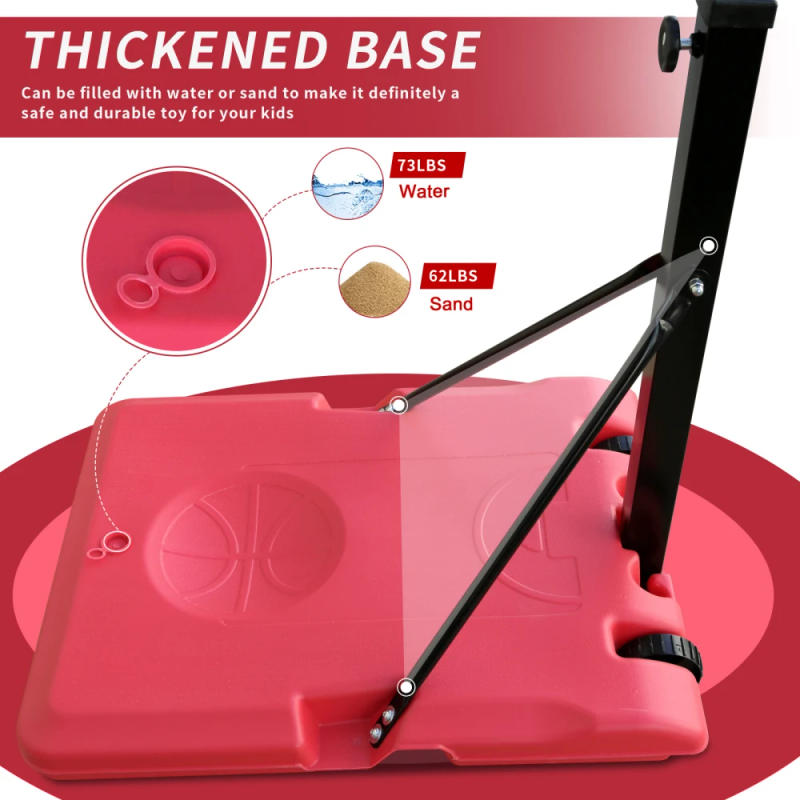 Description Picture 6 of itemUse Outdoor Height Adjustable 4.8 To 7.7ft Basketball Hoop 44 Inch Backboard Portable Basketball Goal System Stable Base Wheels