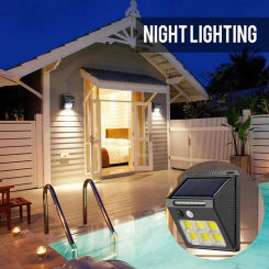 112 COB Solar Wall Light Outdoor Solar Wall Lamp Human Body Sensor 3 Modes Waterproof Garden Decor Sunlight Powered Street Light