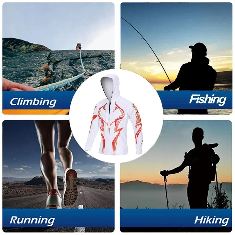 Description Picture 4 of itemFishing Shirts Outdoor Quick Drying Fishing Jersey Men UV Clothing Hooded Anti-UV Full zip hiking summer fishing jacket