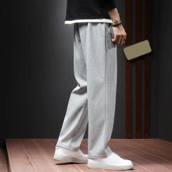 Men Casual Trousers Men's Autumn Casual Wide Leg Jogger Pants with Elastic Waist Drawstring Pockets Stylish Sport for Male