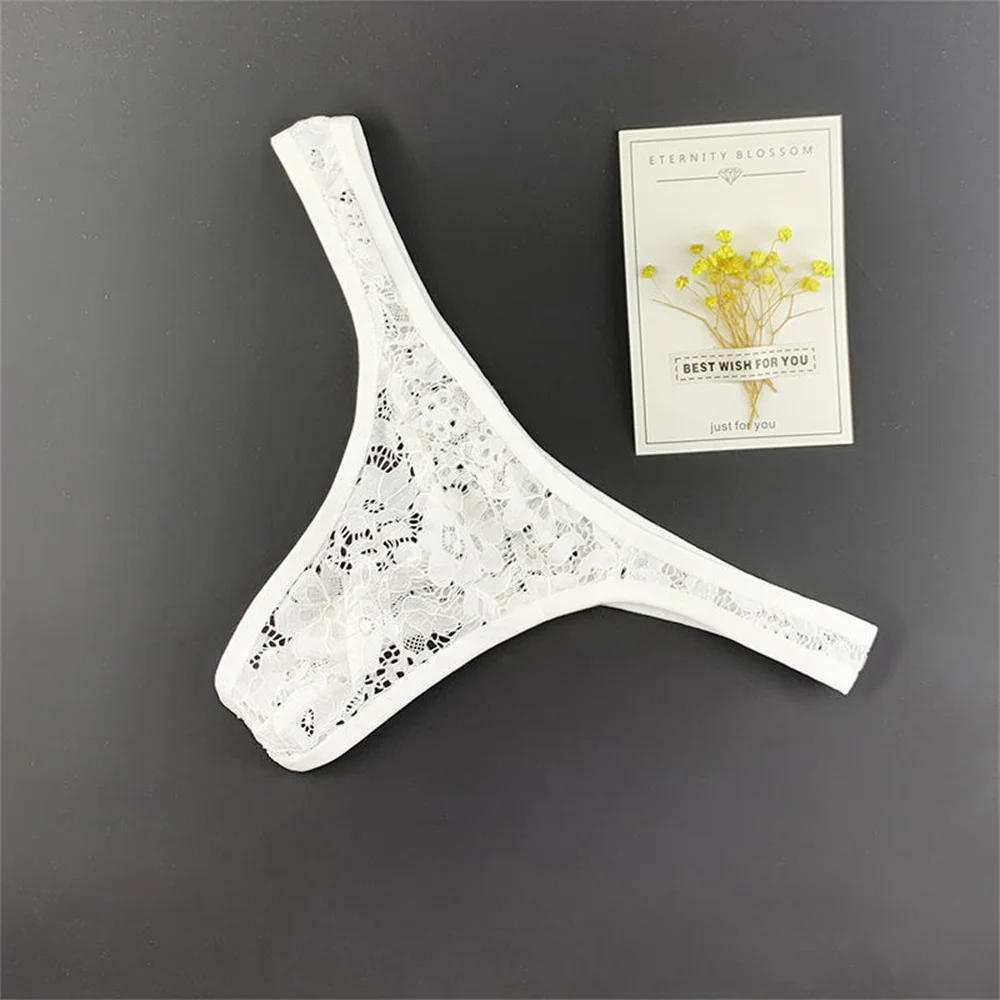 Description Picture 3 of itemM-XXL Plus Size T-back Sexy Underwear Men Lace Thong Transparent Mesh G-string Breathable Male Tangas for Lovers