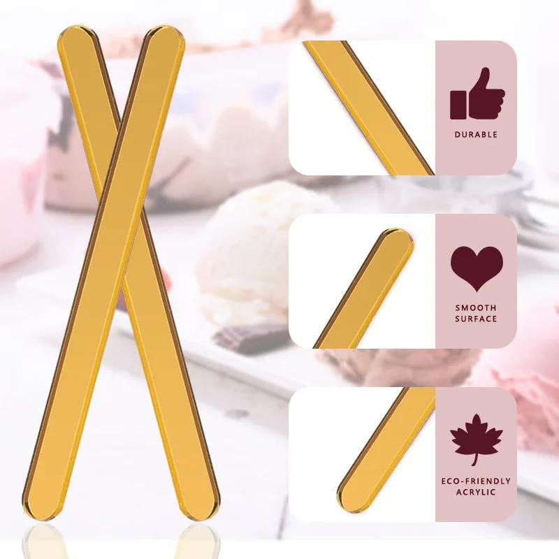 Description Picture 4 of itemFood Grade Acrylic Ice Cream Sticks 10Pcs/set Colorful Light Popsicle Stick Stirring Rod Distinguishing Labels Kitchen Tools