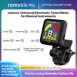 Romusic Clip on Tuner Digital Electronic Tuner for Guitar, Bass, Ukulele, Violin, Mandolin, Banjo Acoustics Calibration Tuner