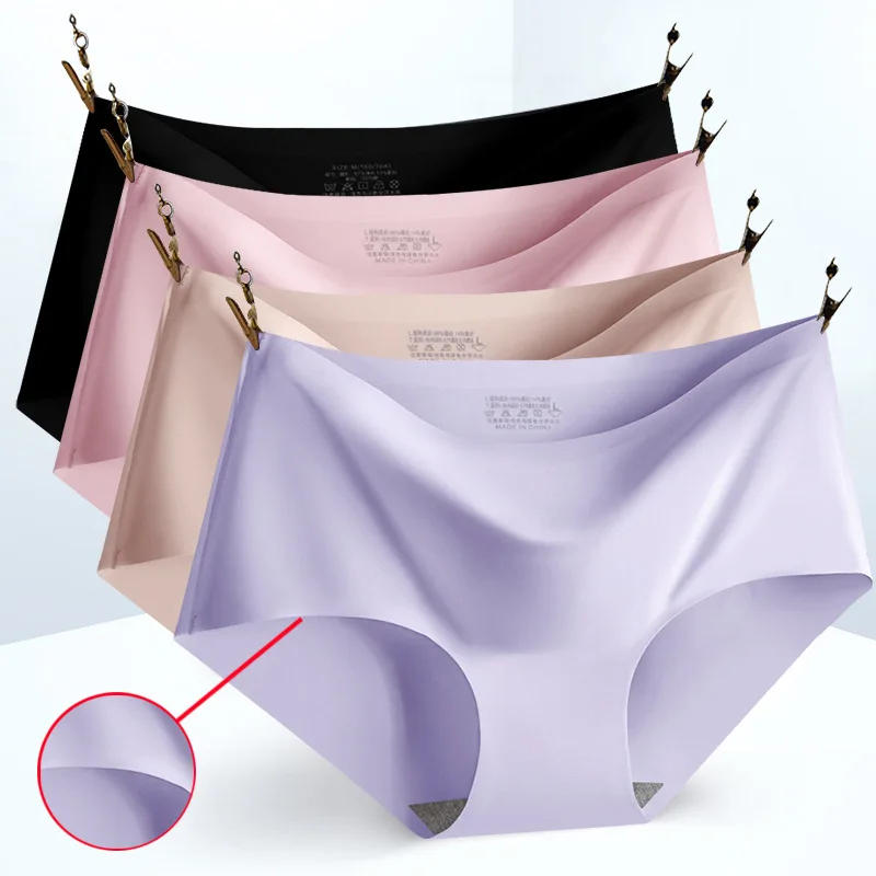 Description Picture 4 of itemSeamless Ice Silk Panties For Women Intimate Comfort Briefs Large Size Mid-waist M-XXL Multiple Color Options Lingerie 1 Piece