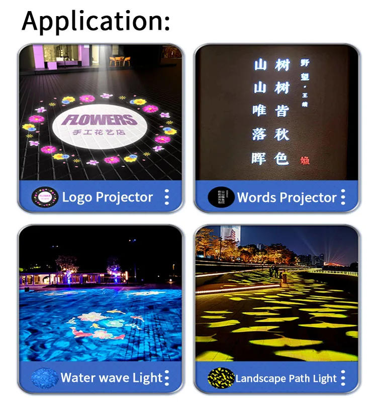 Description Picture 5 of item150W Outdoor Led LogoProjector Rotation Static Gobo Image Long Distance Projected HD Advertising Lights For business