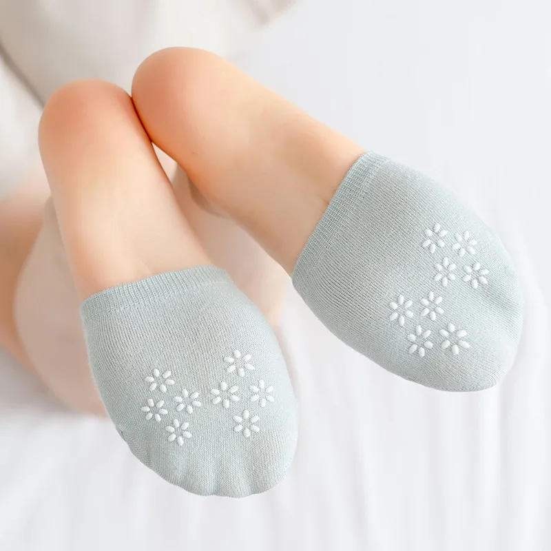 Description Picture 4 of itemSolid Color Forefoot Half Socks for Women Summer Cotton Sock Slippers Breathable Invisible Silicone Non Slip Casual Simple Socks