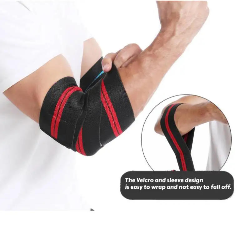 Description Picture 3 of item1PC 100cm Long Wrap Elbow Strap Bandage Weight Lifting Breathable Elbow Support Strap for Weightlifting Bench Press