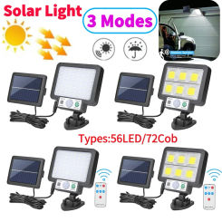 Porch Solar Wall Light with Remote Control Human Body Infrared Lamp Solar Powered Wall Column Yard Outdoor Waterproof Lamp