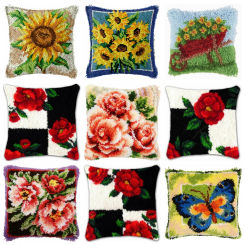 Flowers Rose Latch Hook Kits Rugs Lily Sunflower Latch Hook Package Carpet Smyrna Buttons Package Pillow Embroidery Cross Decora