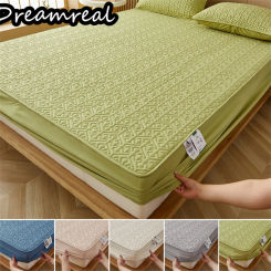 Dreamreal Thick Quilted Mattress Cover Pure Cotton Bed Pad Protector Anti-bacterial Double Queen King Size Bed Cover Customized