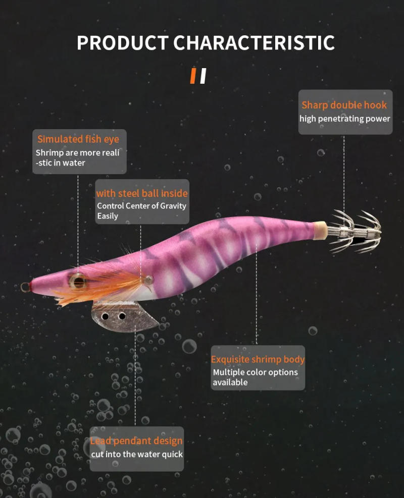 Description Picture 5 of itemFishing Wood Shrimp Luminous Squid Octopus Lure 10PCS 3.0 3D Eyes Fishing Lure Hard Bait Wobbler Squid Jig Lure with Bag