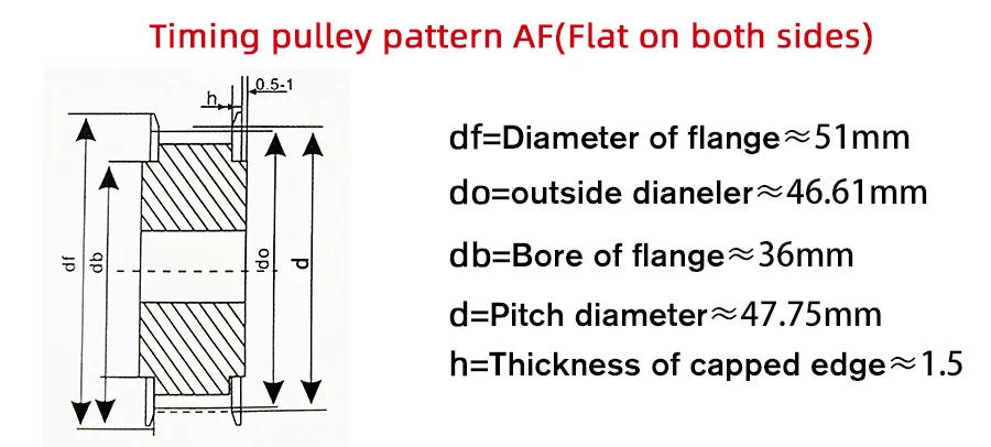 Description Picture 3 of itemHTD5M 30T AF Timing Pulley Bore 6/6.35/8/10/12/12.7/14/15/16/17/20/22/24mm 30Teeth 5mm Pitch For Width 15/20mm HTD5M Timing Belt