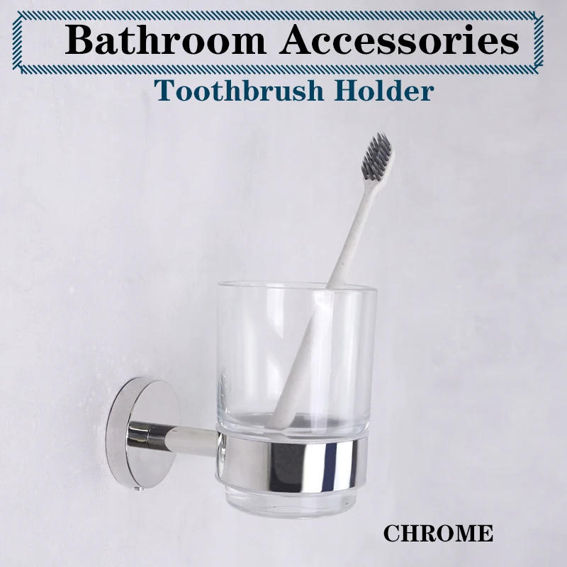 Description Picture 5 of itemToothbrush Holder Glass Cup with SUS304 Holder Rose Gold Bathrrom Accessories Chrome Brushed Gold Black Nickel