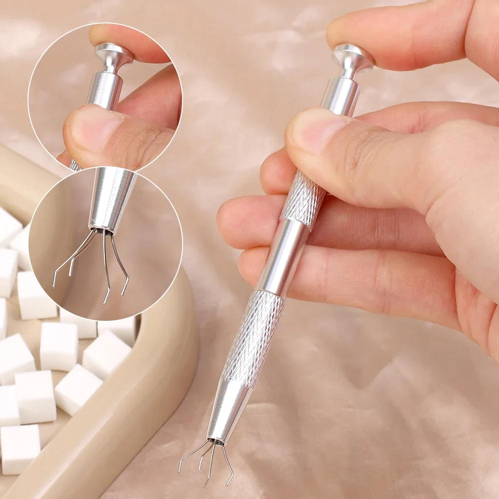 Description Picture 6 of item100PCS Mini Nail Art Sponge with Grasping Pen Gel Polish Color Gradient Brush DIY Glitter Powder Dotting Pen for Manicure Tools