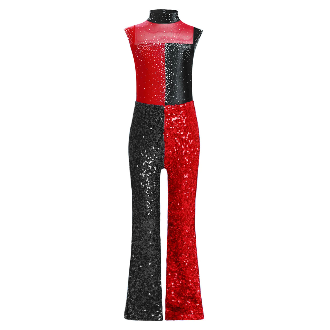 Description Picture 5 of itemKids Girls Jazz Hip Hop Street Disco Dance Performance Costume Shiny Athletic Activewear Outfits Rhythmic Gymnastic Jumpsuit