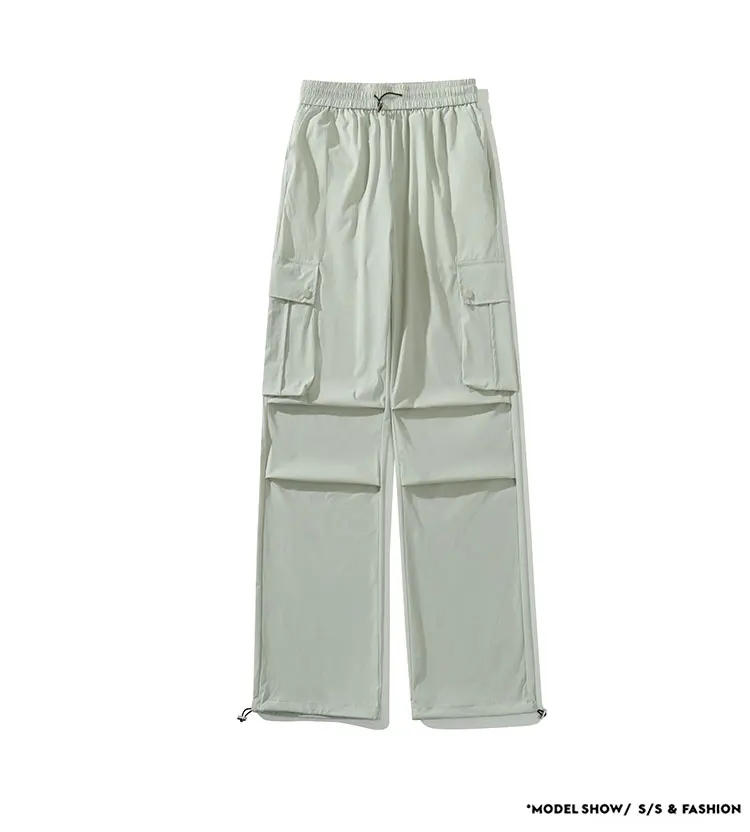 Description Picture 4 of itemMen's Loose Straight Cargo Pant Black Gray Drawstring Joggers