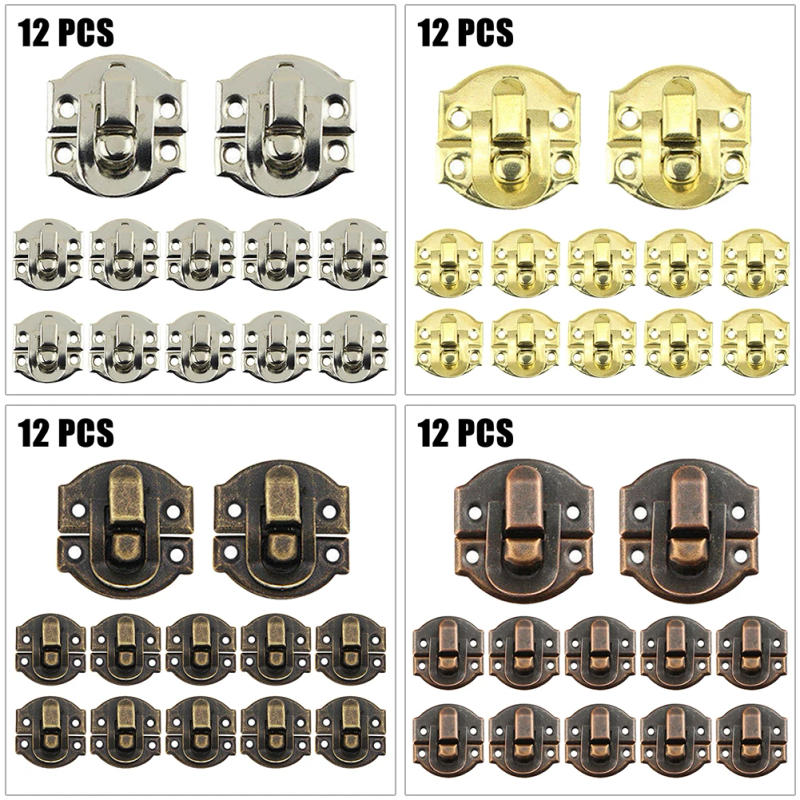 Description Picture 2 of item5/12Pcs Jewelry Box Hasp Clasp Suitcase Lock Latch Wooden Cabinet Hasp Clasp Iron Retro Decorative For Boxes Case Accessories