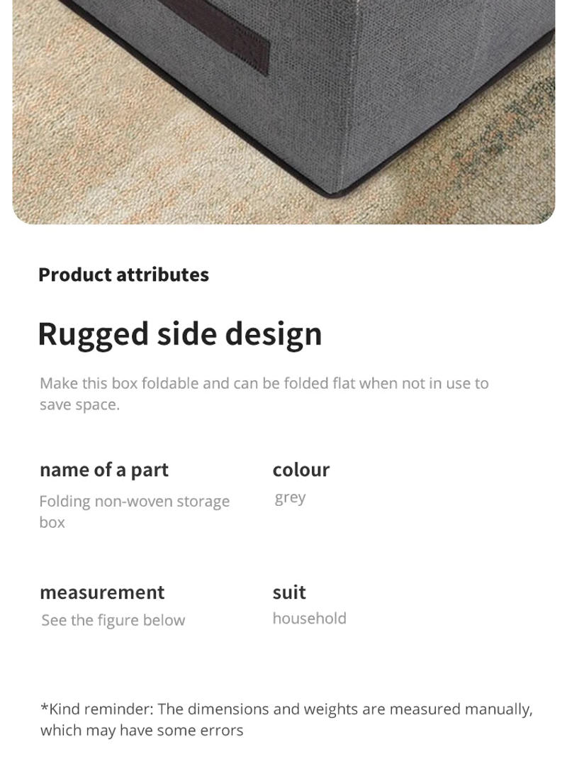 Description Picture 4 of itemFold Non Woven Fabric Storage Box Gray Home Supplies Clothing Underwear Sock And Kid Toy Storage Organizer Cosmetics