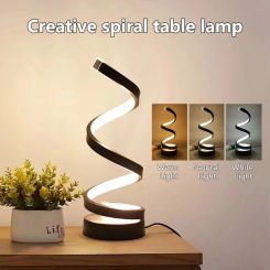 Modern Minimalist Spiral Table Lamp USB Power Button Switch 3 Color Bedside Lamp Desk Lamp for Bedroom Living Room Office